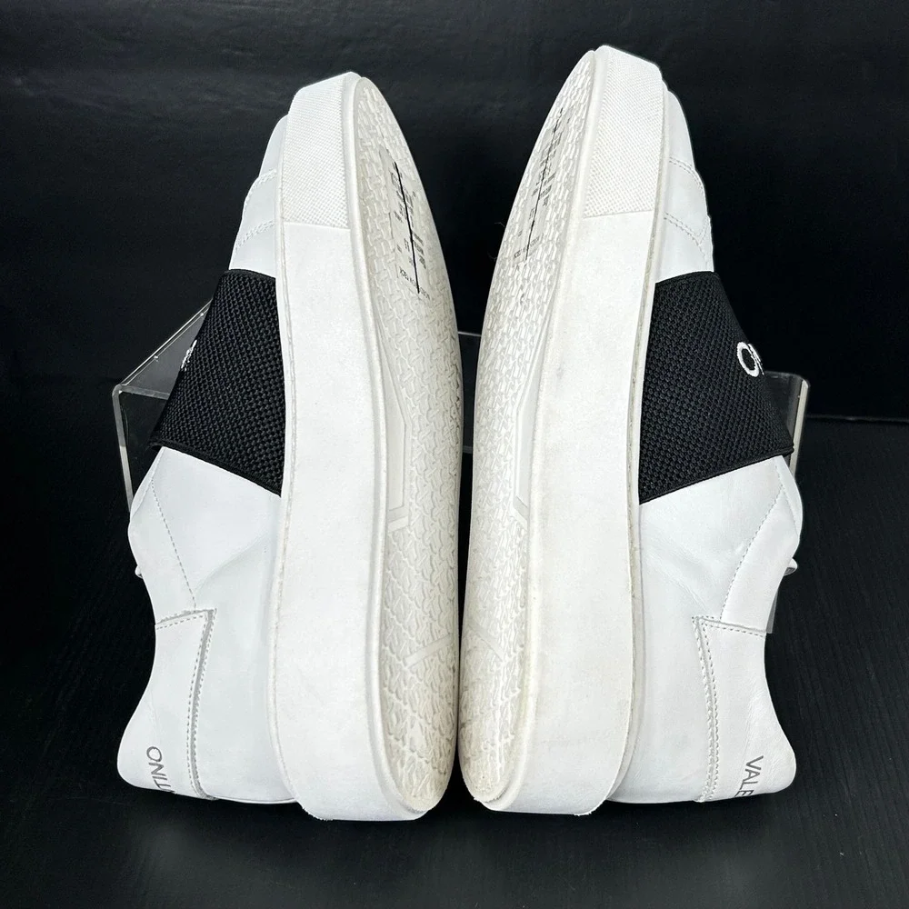 Valentino Size 9.5 White Leather Logo Slip On Sneakers Shoes NEW Maya‎ $499